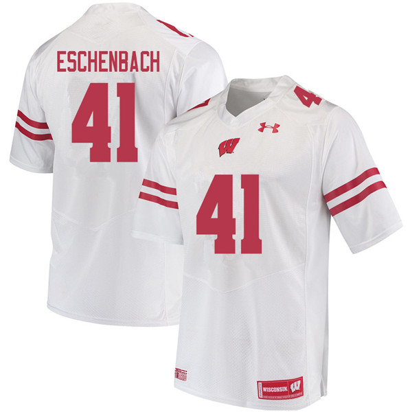 Wisconsin Badgers Men's #41 Jack Eschenbach NCAA Under Armour Authentic White College Stitched Football Jersey LC40C07QR